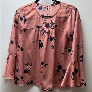 Joie Pink and Navy Floral Blouse